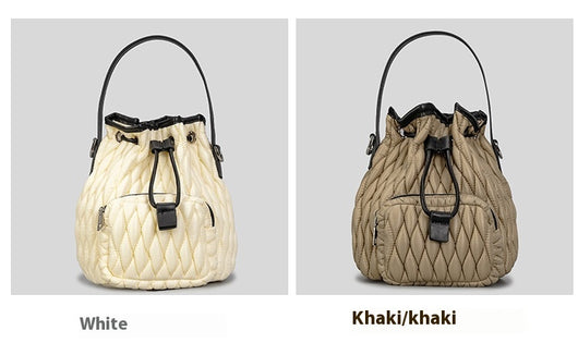 Bolso de Hombro Acolchado Nylon con Cordón y Diseño Rombo - Image 8