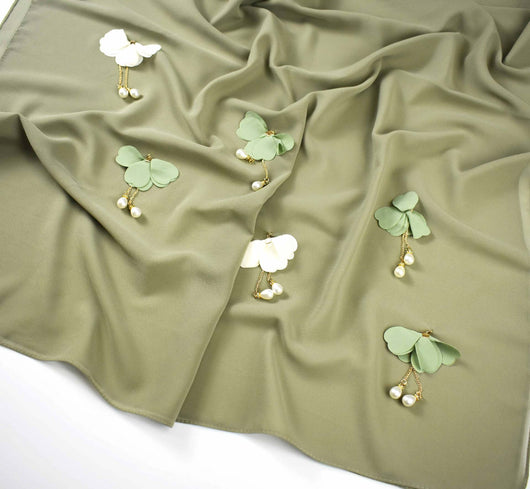 Pañuelo Hijab Floral de Gasa Perlada Premium - Image 18