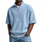 Polo Camiseta Manga Corta Waffle-Knit con Cierre de Medio Zipper para Hombre