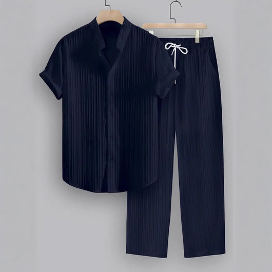 Traje Ejecutivo de Rayas con Camisa Manga Corta y Pantalón - Image 11