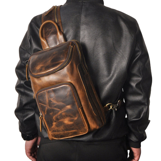 Bolsa de Pecho Retro en Cuero Crazy Horse Premium para Hombre - Image 6