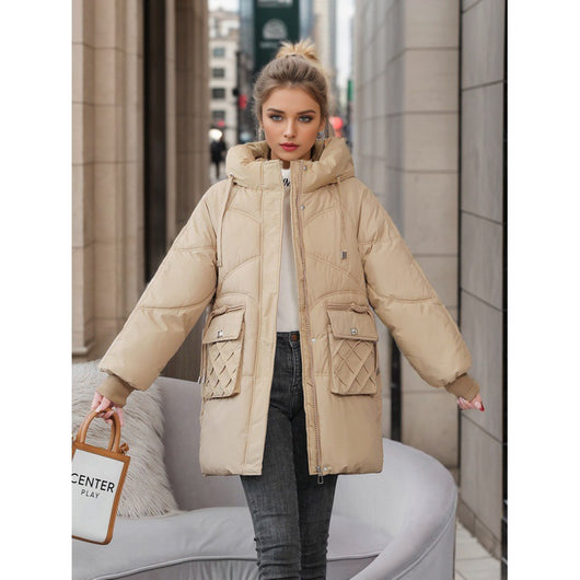 Abrigo de Invierno con Capucha y Bolsillos - Chaqueta de Algodón Grueso para Mujer - Image 7