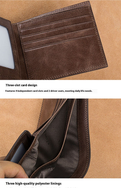 Billetera Corta de Cuero Auténtico para Hombre con Acabado Táctil - Image 5