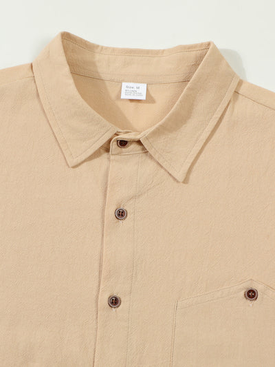Camisa Cardigan Lino Hombre Fit Relajado Color Sólido - Image 39