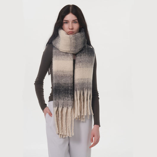 Abrigo Cuadros Cachemira Mujer Talla Grande Invierno