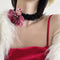 Three-Color Plush Phalaenopsis Adjustable Necklace Black Plush