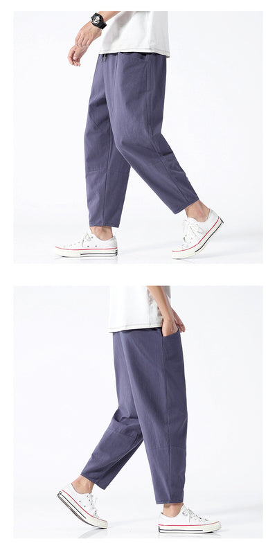 Pantalones Harem Cropped de Algodón y Lino Sueltos - Image 14