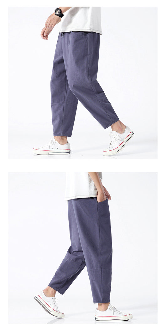 Pantalones Harem Cropped de Algodón y Lino Sueltos - Image 14
