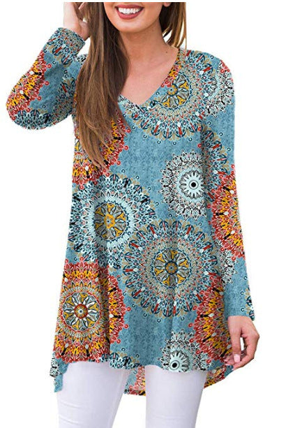 Blusa Casual Floral de Manga Larga Cuello V - Image 5