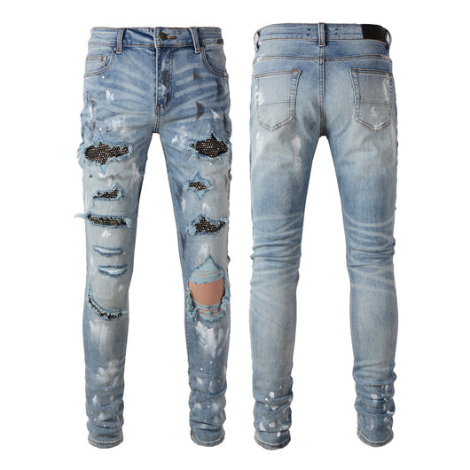 Jeans Slim Fit Rotos con Parches - Estilo Urbano Europeo y Americano - Image 12