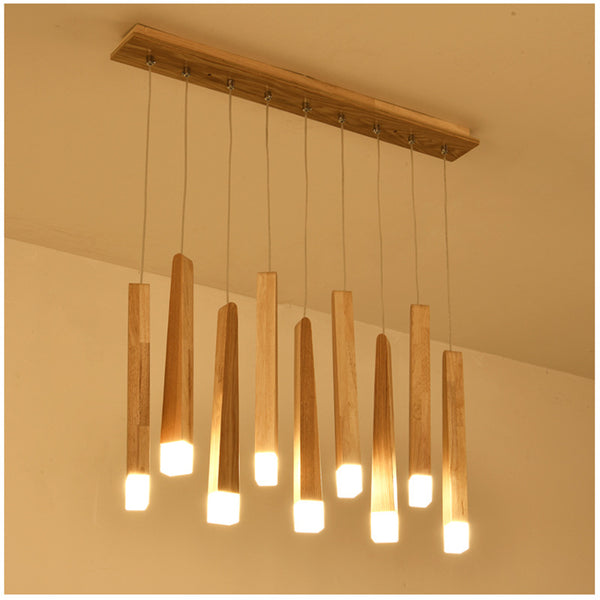 Lámpara Colgante de Madera Nórdica con Listones - Diseño Minimalista Moderno