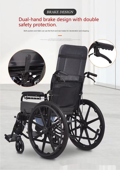 Silla de Ruedas Plegable Ligera con Inodoro Integrado para Adultos Mayores - Image 11