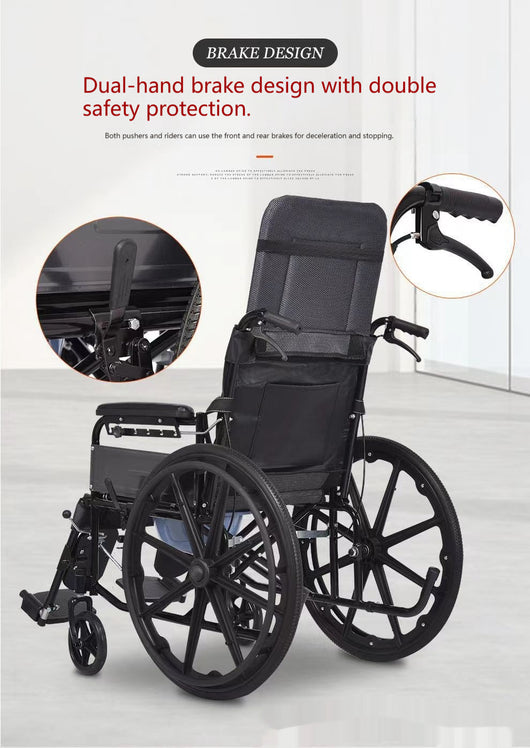 Silla de Ruedas Plegable Ligera con Inodoro Integrado para Adultos Mayores - Image 11