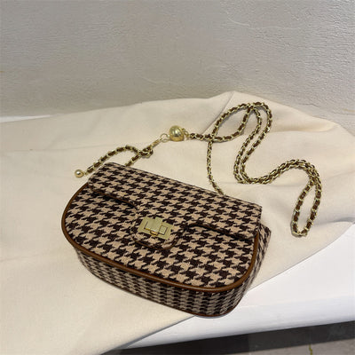Bolso Mensajero Cuadros Lana Coreano Elegante - Image 4