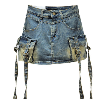 Falda Corta Denim Ajustada a la Cadera para Primavera y Verano - Image 7