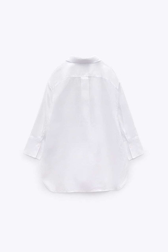 Camisa Lino Holgada Estilo Occidental Manga Larga