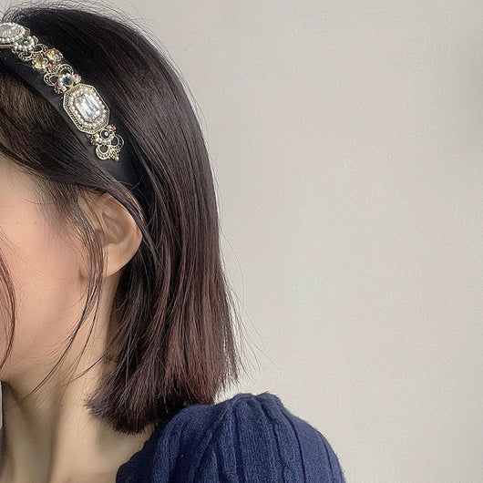 Diadema Geométrica con Incrustaciones de Perlas y Cristales para Mujer - Image 4
