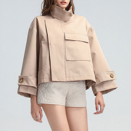 Chamarra Suelta Cuello Alto para Mujer - Cortavientos Moderno - Image 5