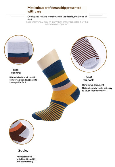 Calcetines Largos de Algodón para Hombre con Rayas Coloridas - Esencial de Moda Otoño Invierno - Image 7