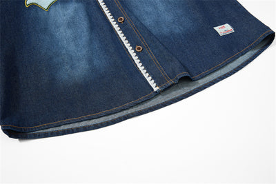 Camisa Denim Estilo Vintage Americana con Bordado Flocked - Image 19