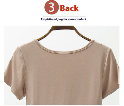 Camiseta Modal Mujer Manga Corta con Refuerzo de Pecho Color Sólido - Image 16