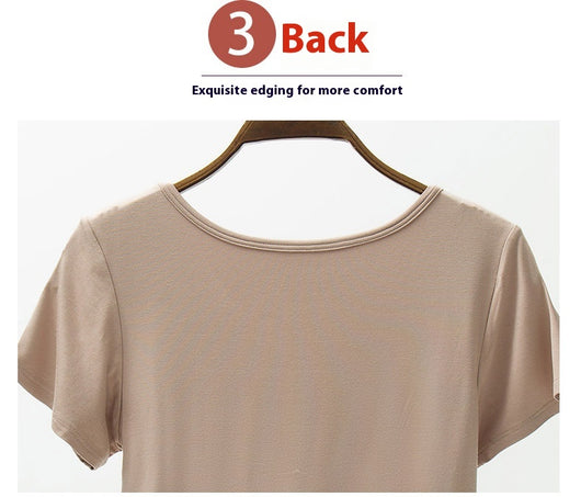 Camiseta Modal Mujer Manga Corta con Refuerzo de Pecho Color Sólido - Image 16