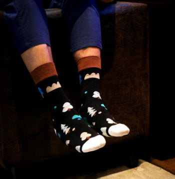Calcetines Hombre Estilo Británico a Rayas Tubo Medio - Image 8