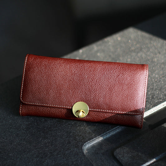 Billetera de Cuero Genuino con Doble Capa y Cierre de Seguridad