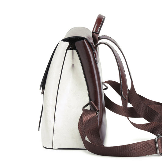 Mochila de Cuero Genuino con Contraste de Colores - Estilo Europeo - Image 11