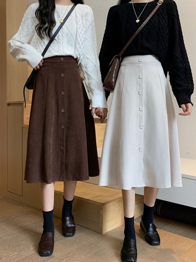 Falda Midi Cintura Alta Estilo A-Line para Invierno - Image 2