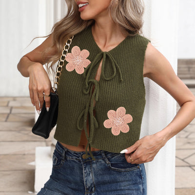 Chaleco Cardigan Mujer con Lazada y Encaje - Image 3