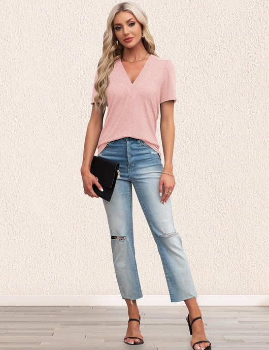 Blusa Casual de Manga Abullonada y Cuello en V para Mujer - Image 24