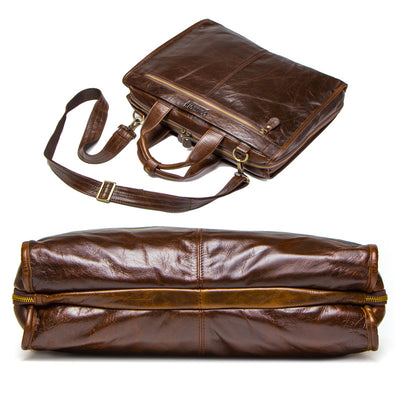Maletín de Cuero Genuino para Hombre - Bolsa Mensajero Profesional con Compartimento para Laptop - Image 10