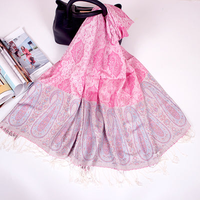 Foulard Étnico de Cachemira Dual-uso con Jacquard y Borlas - Image 35