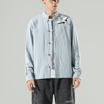Cardigan Suelto Tipo Tang Chino con Botones Bordados para Hombre - Image 3