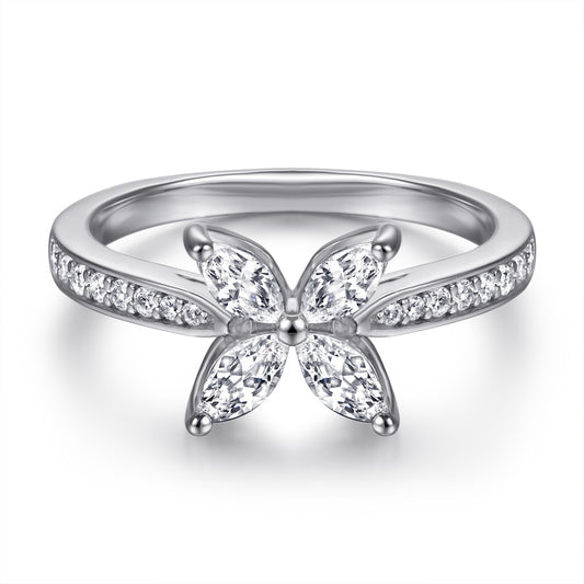 Anillo de Plata Esterlina 925 Gardenia con Circonita Ojo de Caballo para Mujer - Image 2
