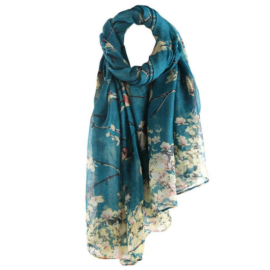 Pañuelo Estampado con Diseño de Ramas y Pájaros - Image 11