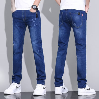 Pantalones Vaqueros Azul Lavado Slim Fit para Hombre - Estilo Primavera Otoño - Image 3