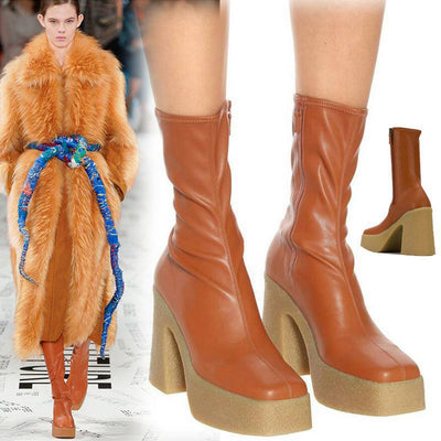 Botas Largas Estilo Británico Tacón Alto Talla Grande - Image 5