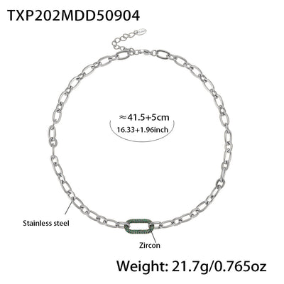Conjunto de Collar y Pulsera de Acero Titanio con Circonitas Micro Incrustadas - Image 7