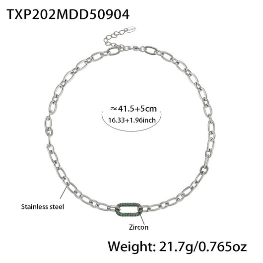 Conjunto de Collar y Pulsera de Acero Titanio con Circonitas Micro Incrustadas - Image 7