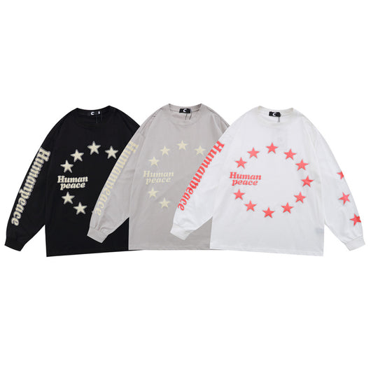 Playera Manga Larga Estrellas Estampado Espuma para Hombre
