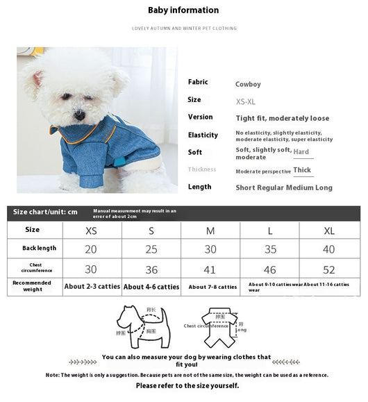 Abrigo de Mezclilla Bordado para Perro Pequeño - Ropa Teddy Elegante - Image 6
