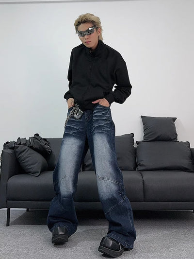Jeans Azul Retro Desgastado Estilo Callejero Americano para Hombre - Image 9