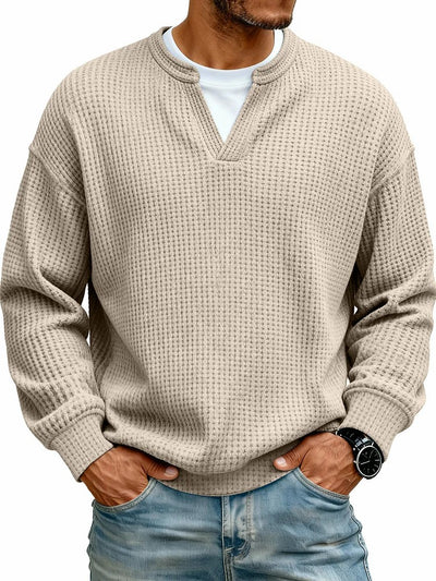 Sudadera Texturizada Cuello V para Hombre - Manga Larga Casual Versátil - Image 24