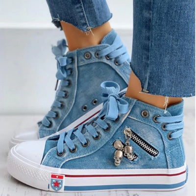 Zapatillas Deportivas Altas para Mujer Talla Grande - Transpirables con Cordones