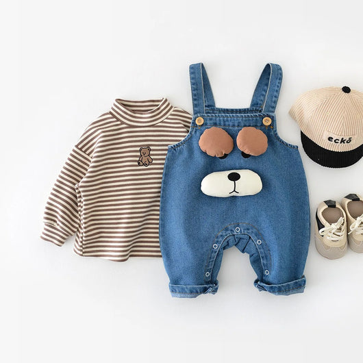 Overol Denim Infantil Estilo Vaquero con Diseño Perrito Cartoon - Image 5