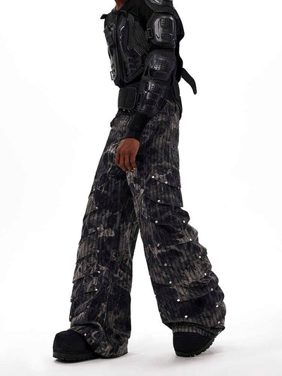 Pantalones Vaqueros Deconstructuidos Estilo Retro Pierna Ancha con Remaches - Image 2