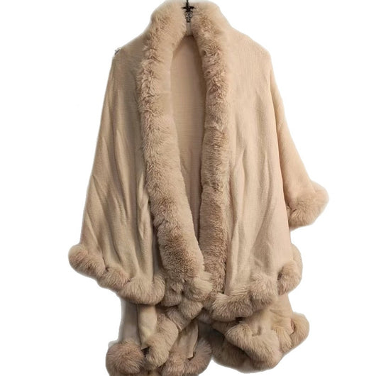Capa Tejida Gruesa con Cuello de Pelaje para Otoño-Invierno - Image 12