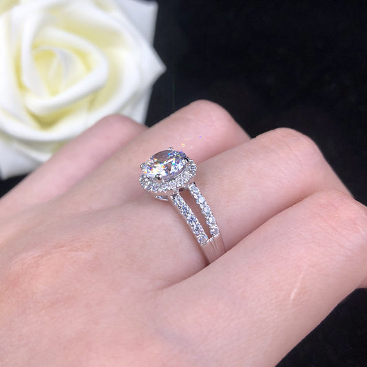 Anillo de Diamante Mosan Plata 925 Bañado en Oro - Image 2